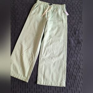 Gap Wide Leg Hi-Rise Cotton Cream Drawstring Pants Sz L NWT